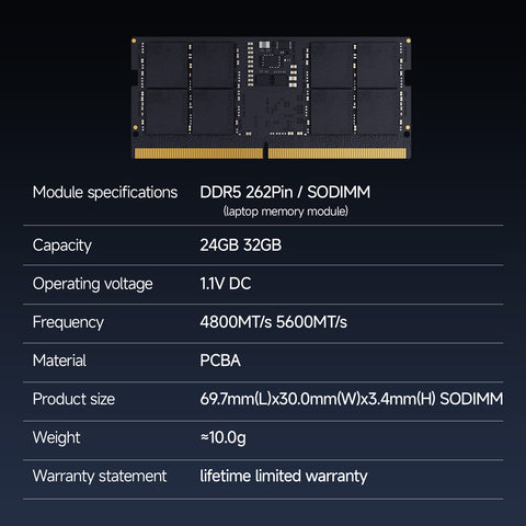 fanxiang SODIMM DDR5 4800MHz RAM 64GB Kit (2 x 32GB),CL40 1.1V SODIMM 262 Pin Laptop Memory Module Ram,Memory for Enhanced Gaming Performance and Smooth Multitasking